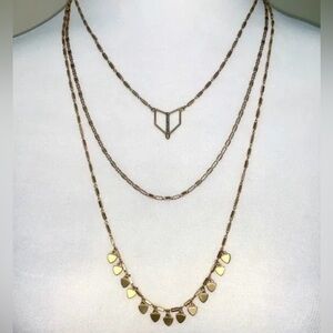 Stella & Dot 3 In 1 Terra Layering Necklace Gold Tone Chain